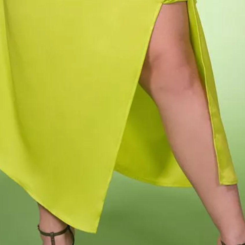 Eloquii Plus Size Stretch Satin Wrap Midi Dress - image 2